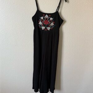 Elegant Black Floral Embroidered Jumpsuit